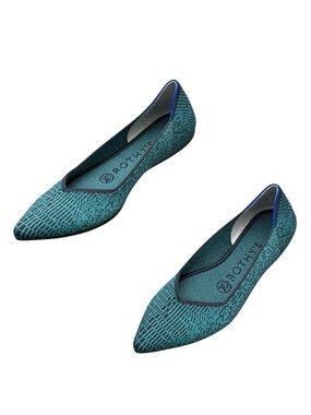 Rothy's The Point in Spruce Python RETIRED Print Flats Women’s Size 6 Excellent